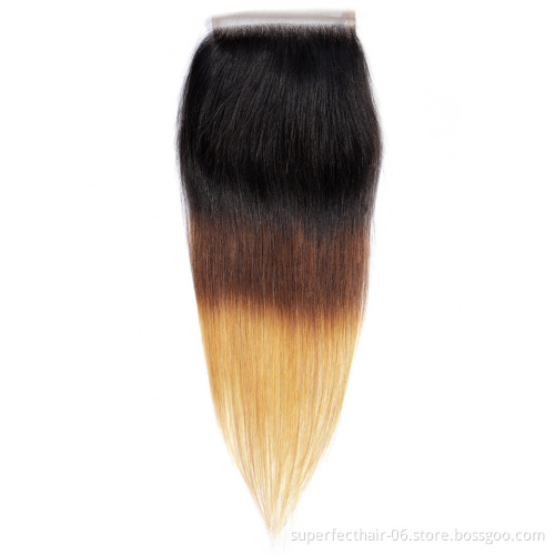 Henan Factory Virgin Hair Bundles 3 Tone Color 1B 4 27 Ombre Color 3bundles with remy hair 4*4 remy closure 4*13 Frontal